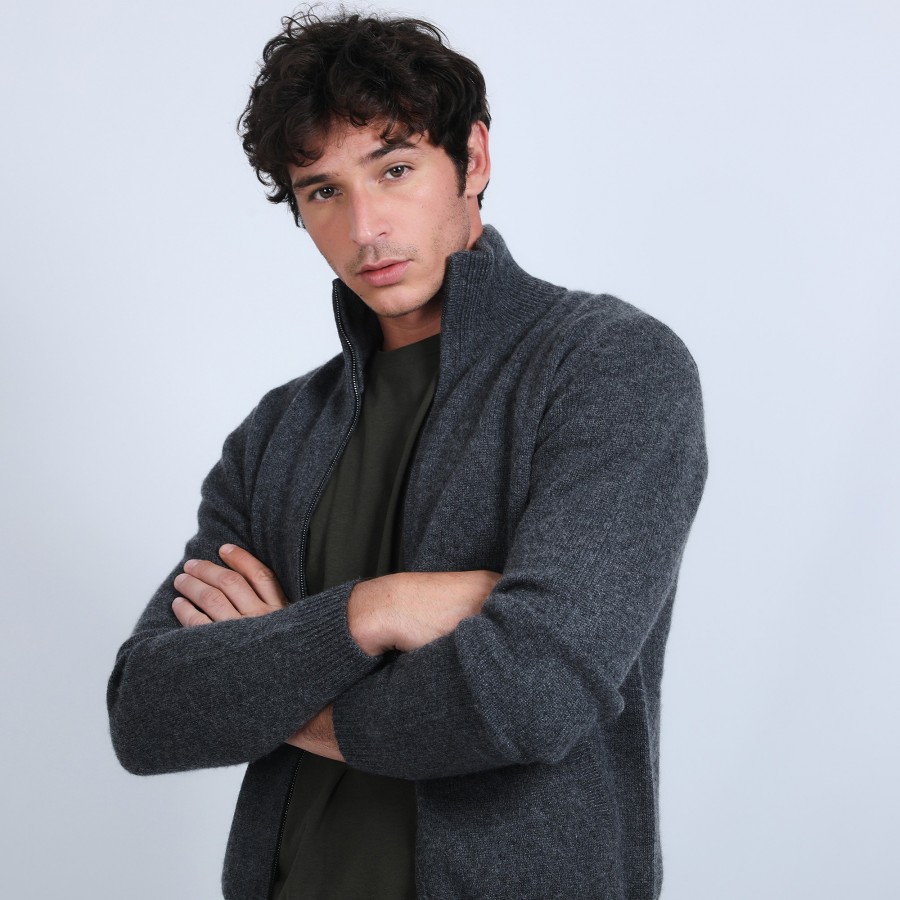 Zipped cardigan made of 4-ply cashmere - Balthazar