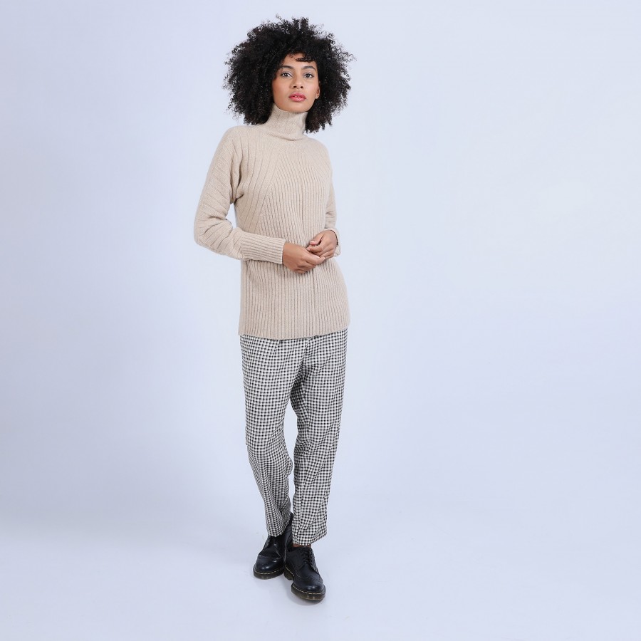 High neck sweater in wool and alpaca - Sylia