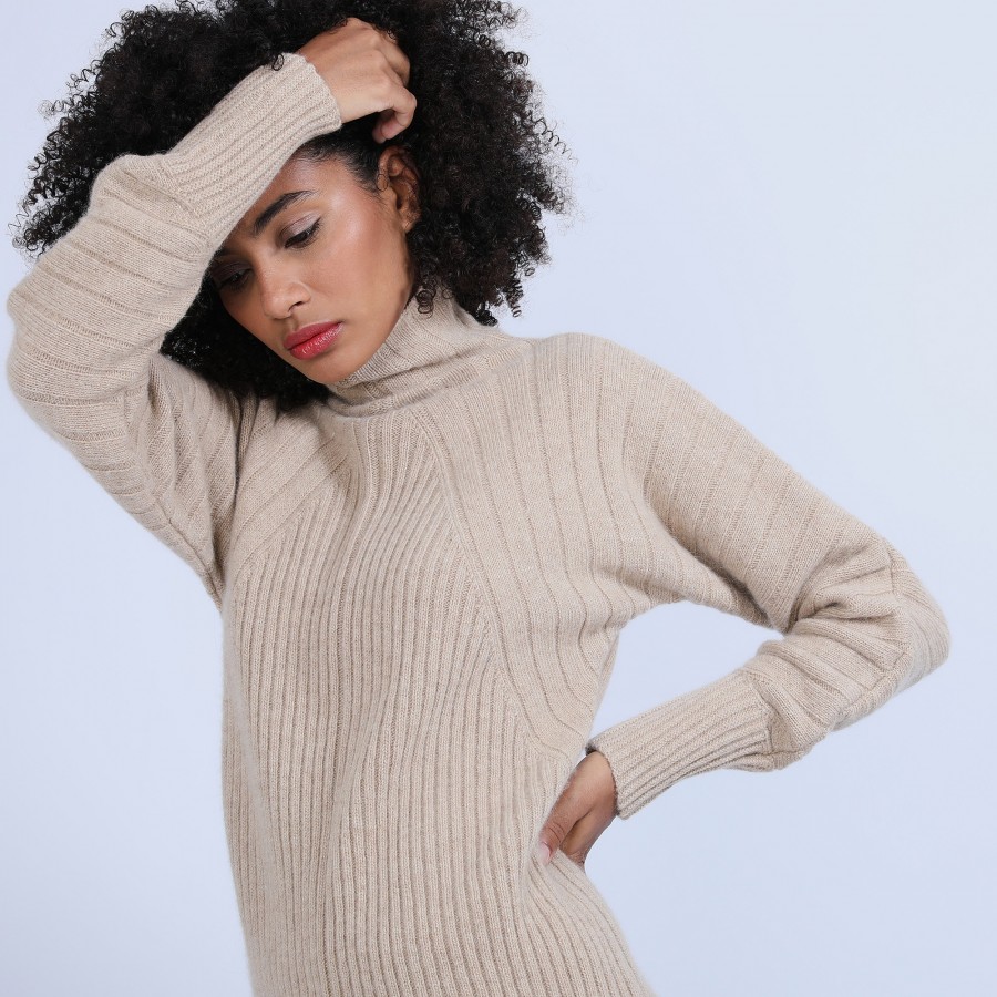 High neck sweater in wool and alpaca - Sylia