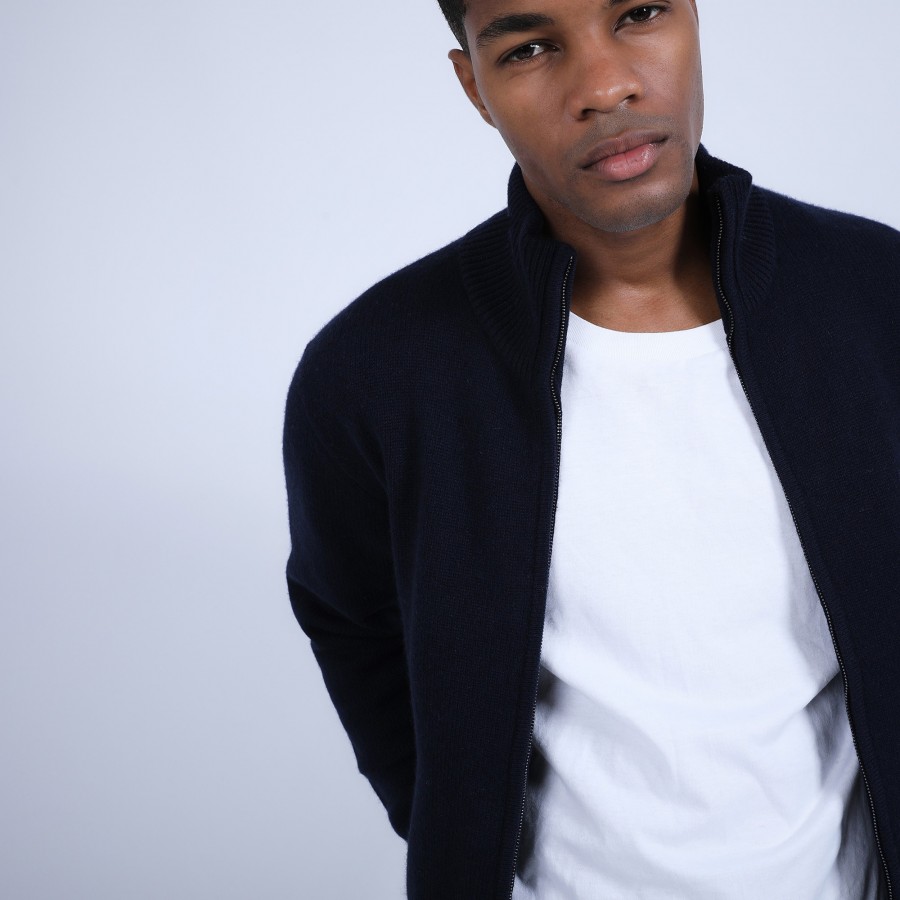Zipped cardigan made of 4-ply cashmere - Balthazar