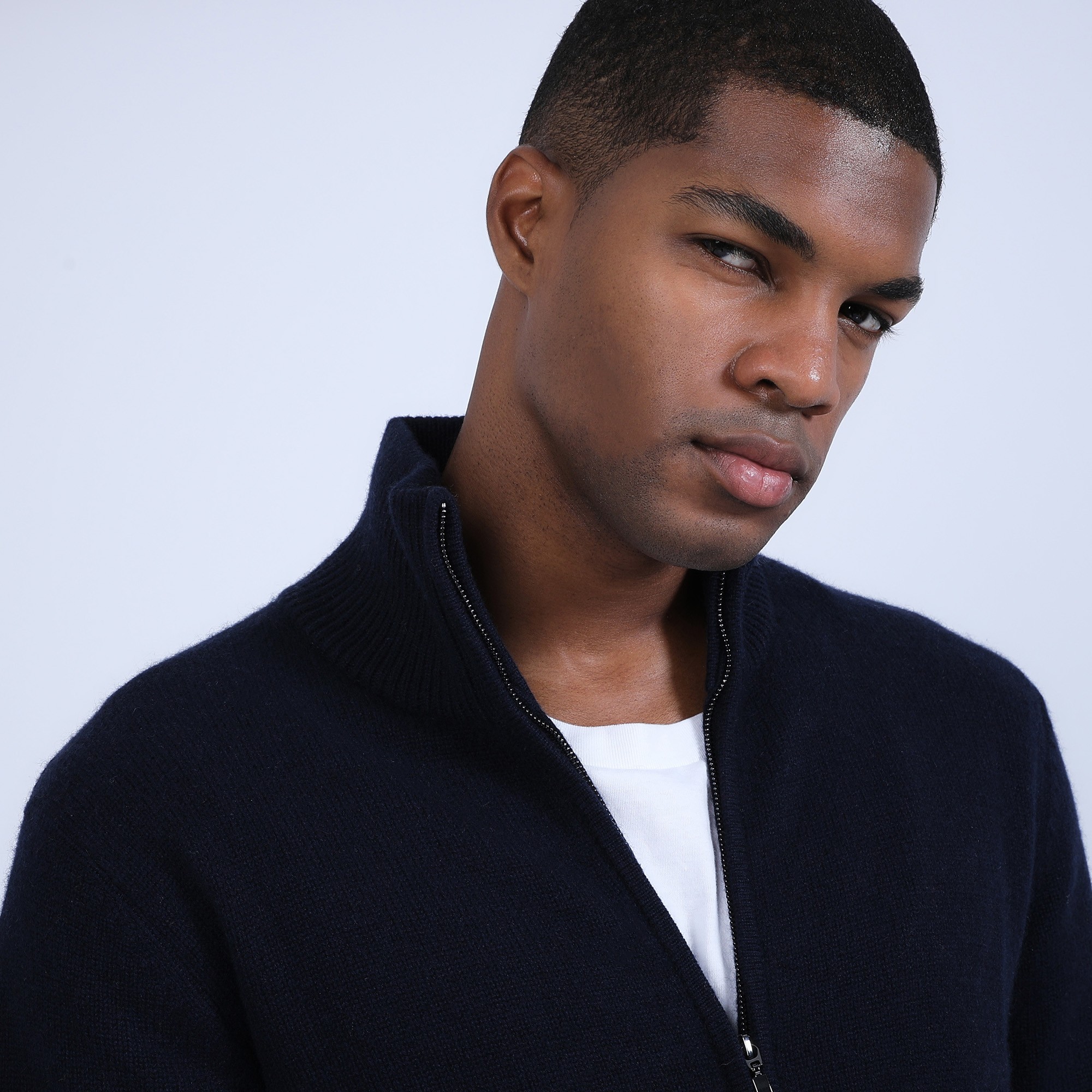 Gilet zippé en cachemire 4 fils - Balthazar 6640 marine - 05 bleu marine