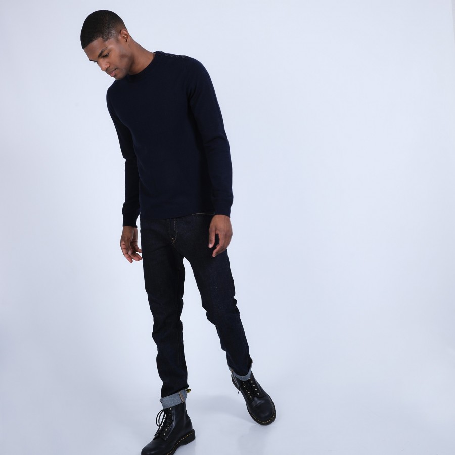 Suéter de cashmere com botões nos ombros - Bonifas