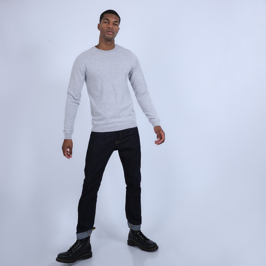 Suéter de cashmere com botões nos ombros - Bonifas