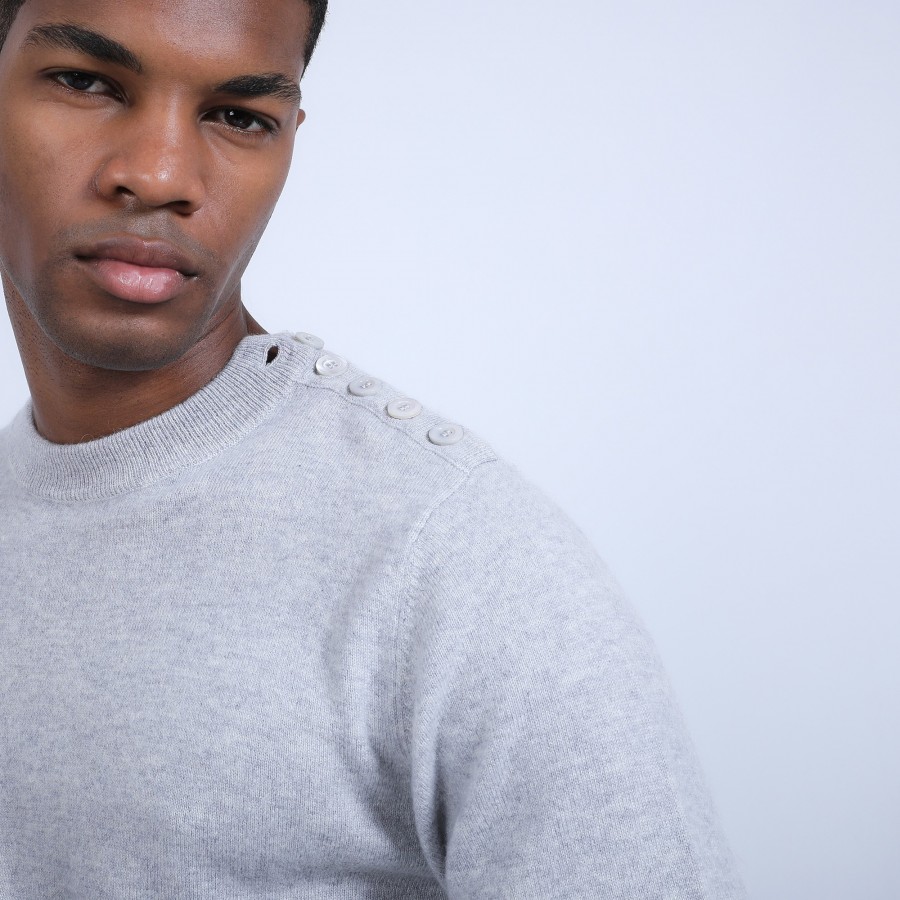 Suéter de cashmere com botões nos ombros - Bonifas