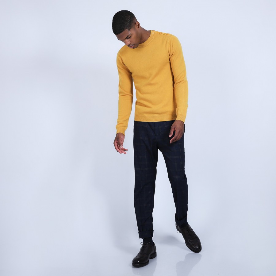 Suéter de cashmere com botões nos ombros - Bonifas