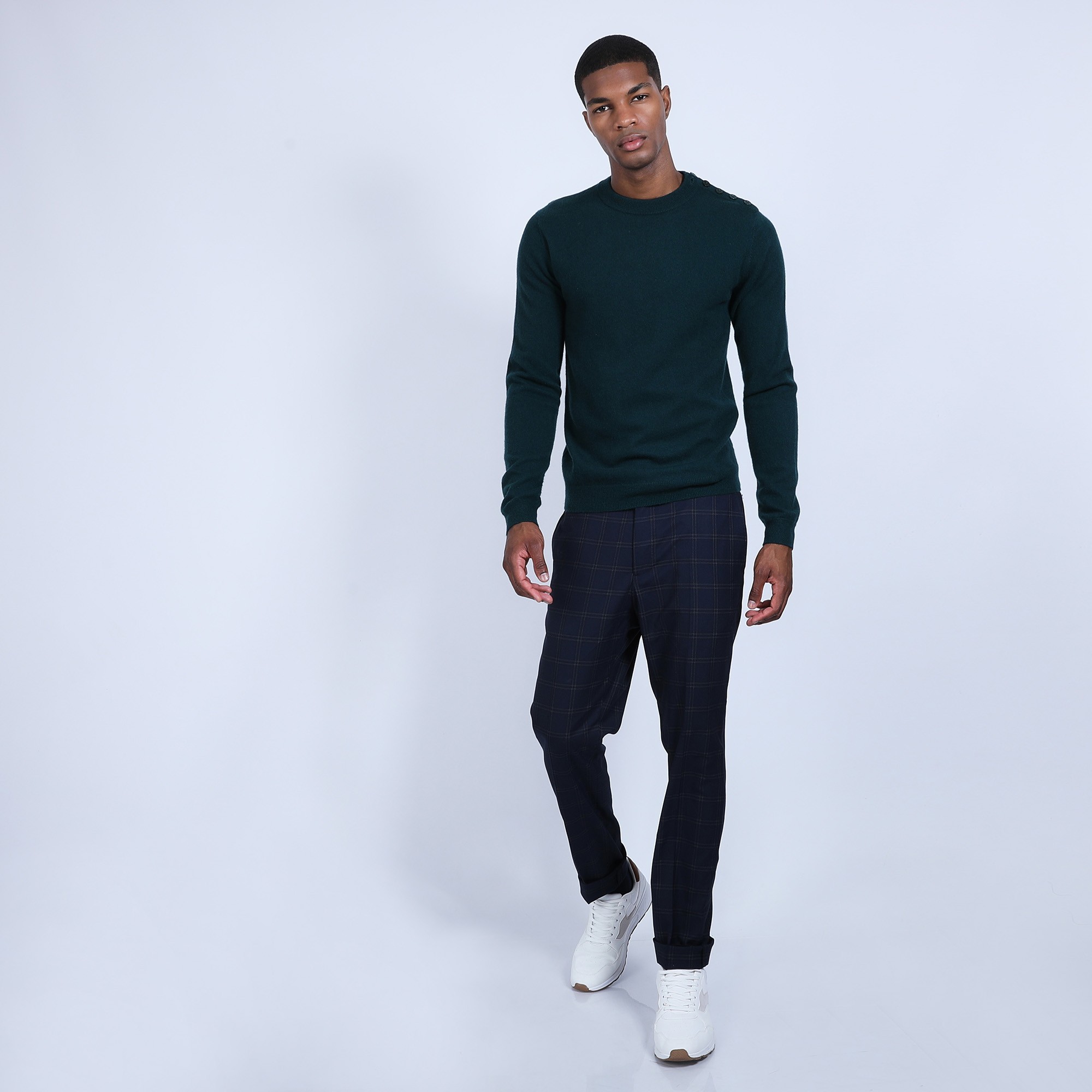 Pull cachemire 4 fils boutons épaules- Bonifas