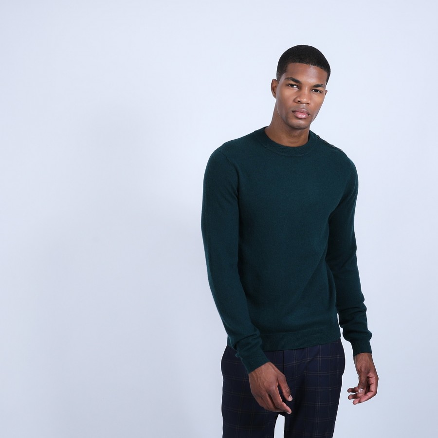 Suéter de cashmere com botões nos ombros - Bonifas