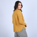 Pull col rond boutons arrière - Becky 6660 cannelle - 89 Moutarde