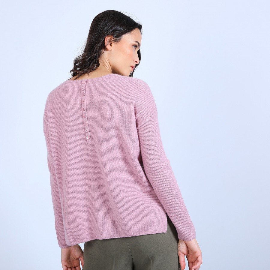 Suéter de cashmere com botões nas costas - Becky