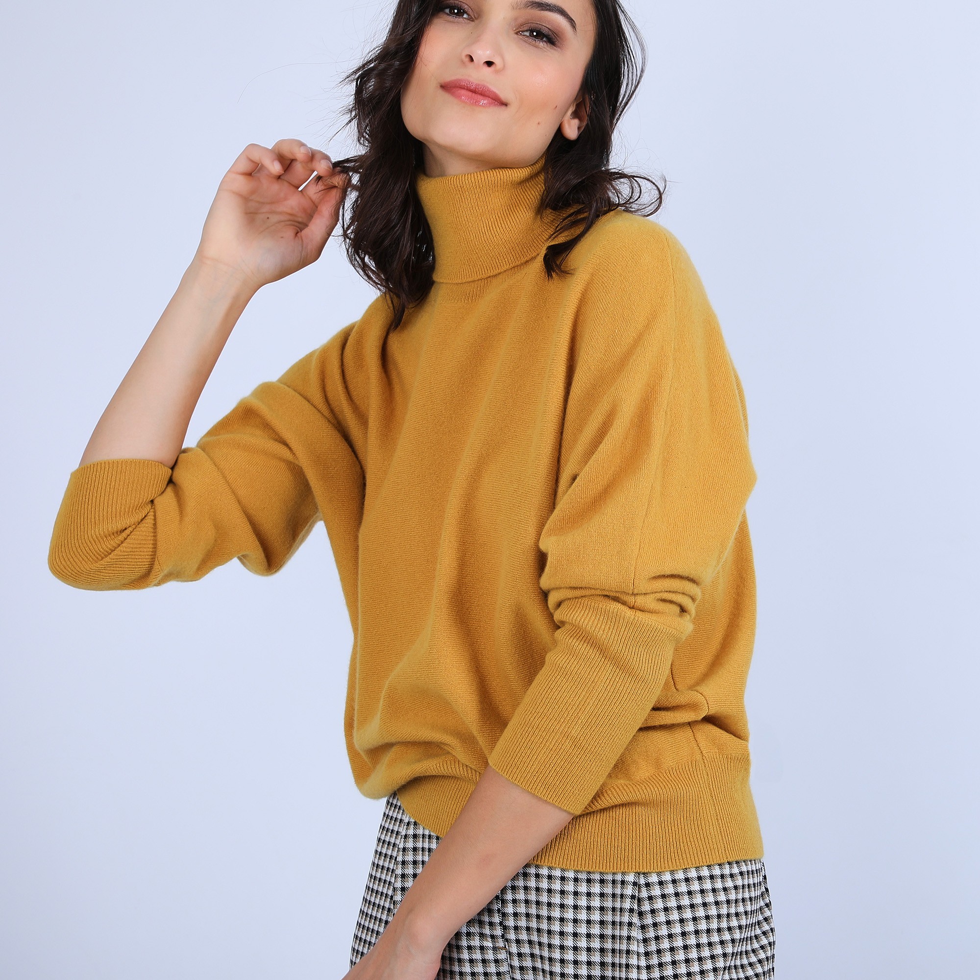 Pull chauve souris col roulé - Bob 6660 cannelle - 89 Moutarde