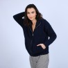 Gilet col montant en soie et laine velours - Bresil 6640 marine - 05 Bleu marine