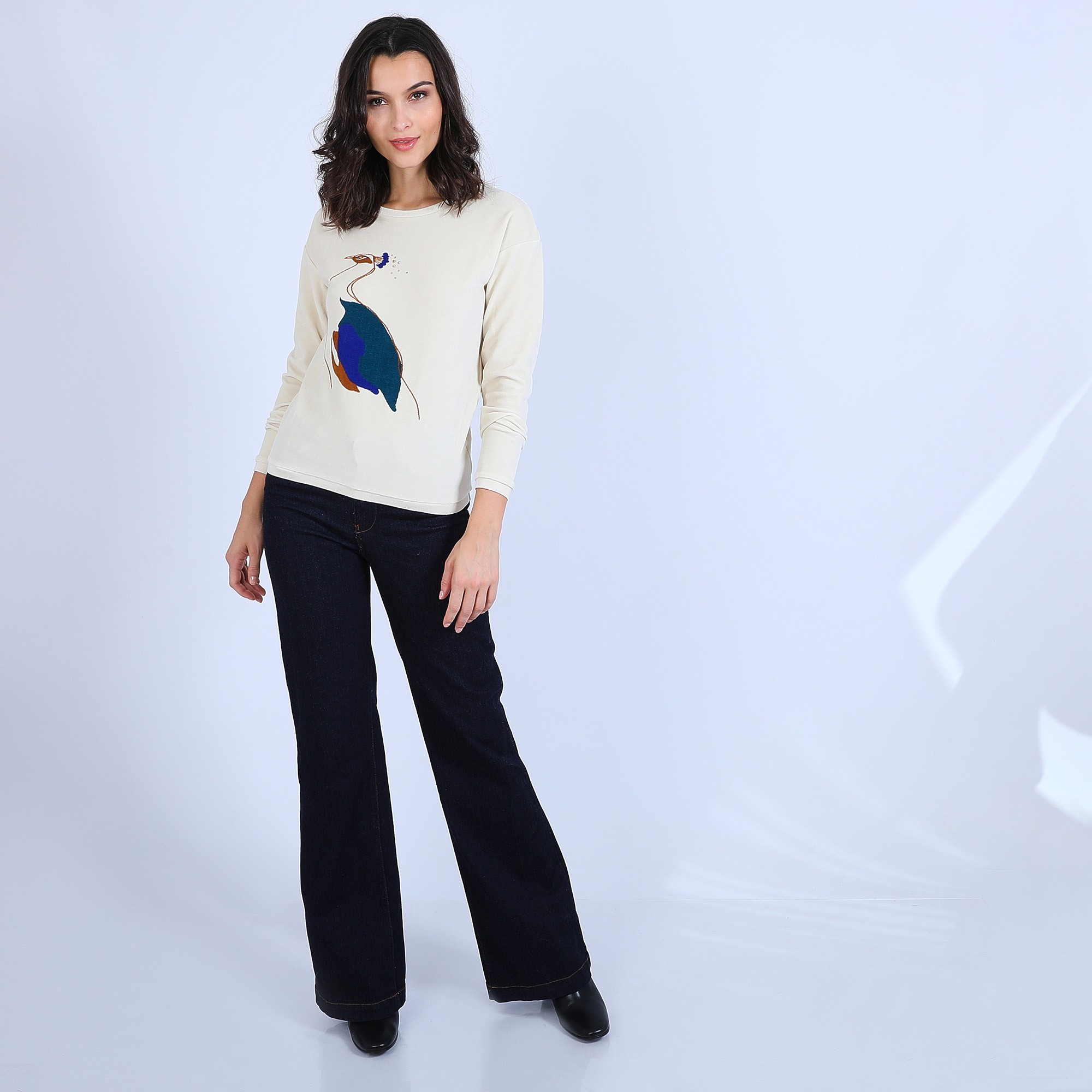 Pull en velours avec paon - Pavel
