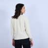 Pull en velours avec paon - Pavel 6756 greige multico - 13 Beige moyen