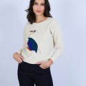 Pull en velours avec paon - Pavel