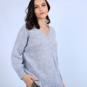 Pull col V avant et arrière en mohair - Simon