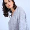 Pull col V avant et arrière en mohair - Simon