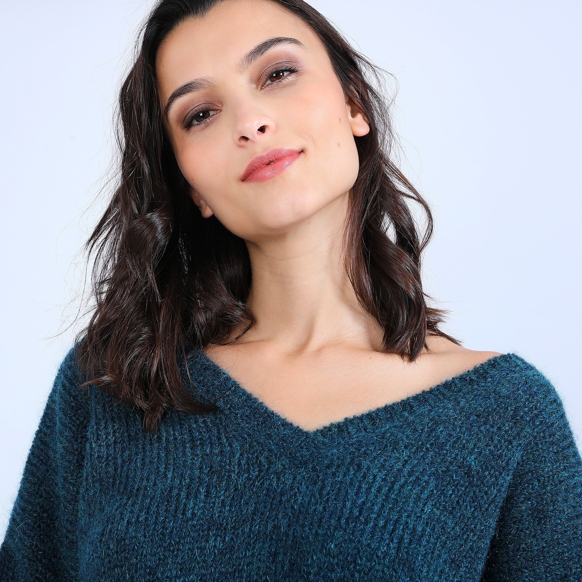 Pull col V avant et arrière en mohair - Simon