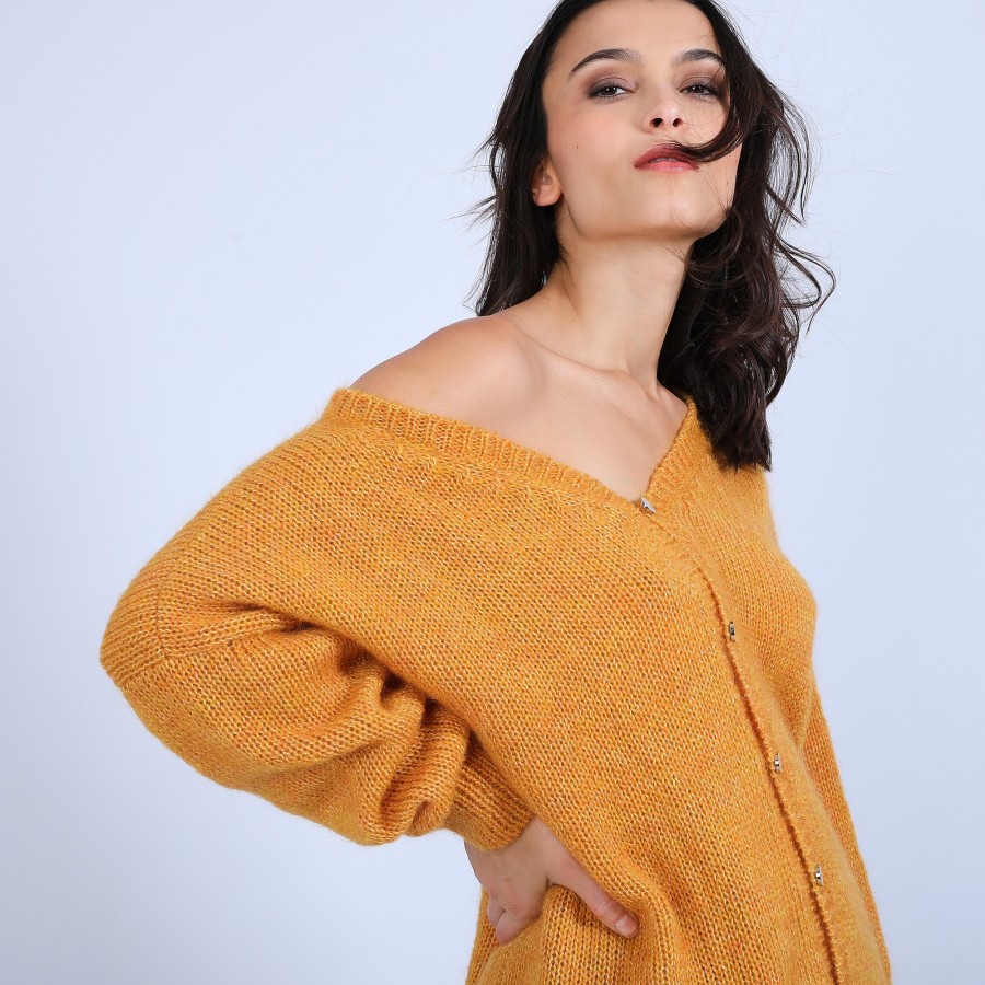 Pull col V avant et arrière en mohair - Simon