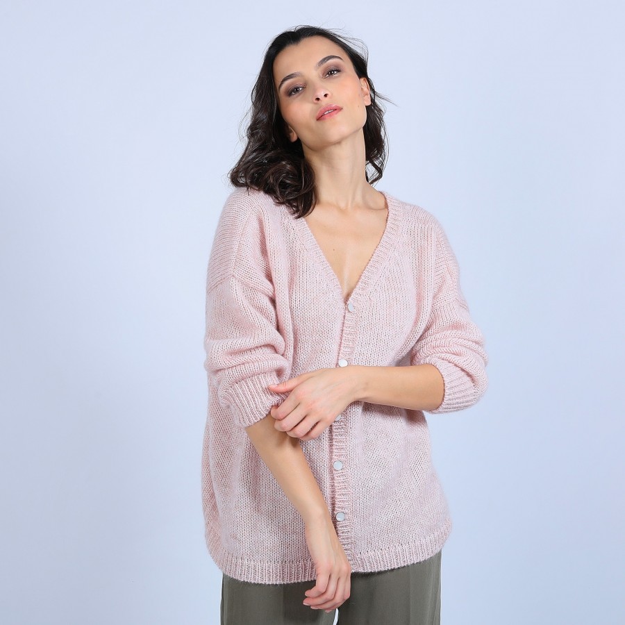 Pull col V avant et arrière en mohair - Simon