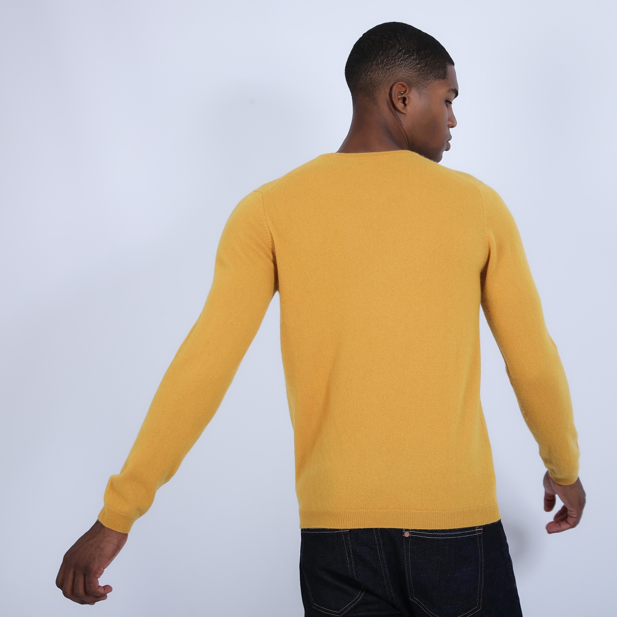 Pull col rond en cachemire - Benoit 6660 cannelle - 89 Moutarde