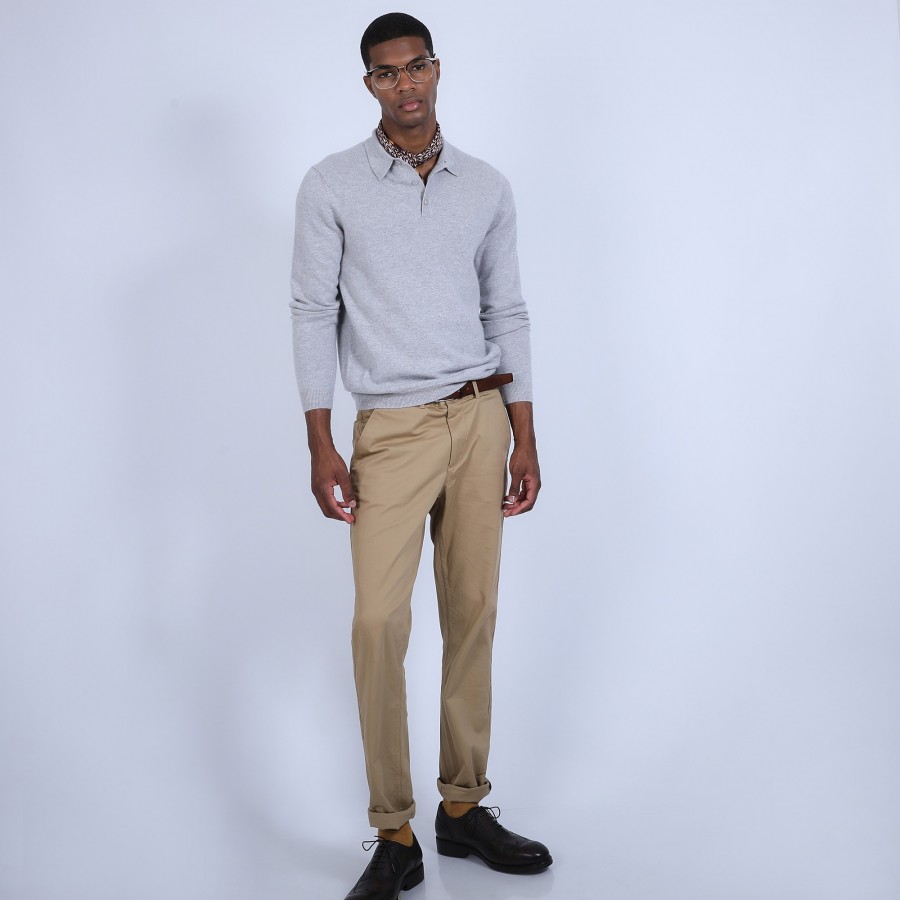 Jumper with polo collar in cashmere - Emerson