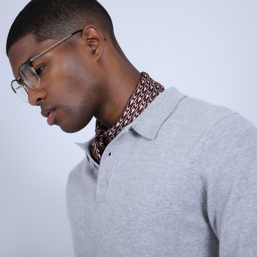 Jumper with polo collar in cashmere - Emerson