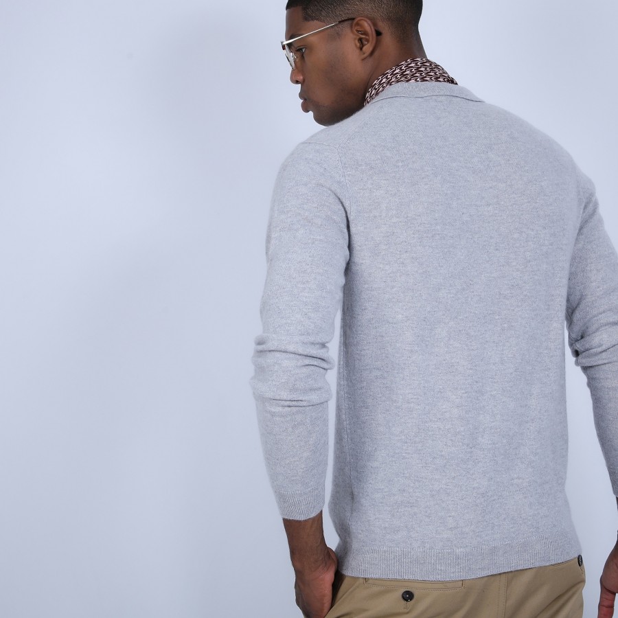 Jumper with polo collar in cashmere - Emerson