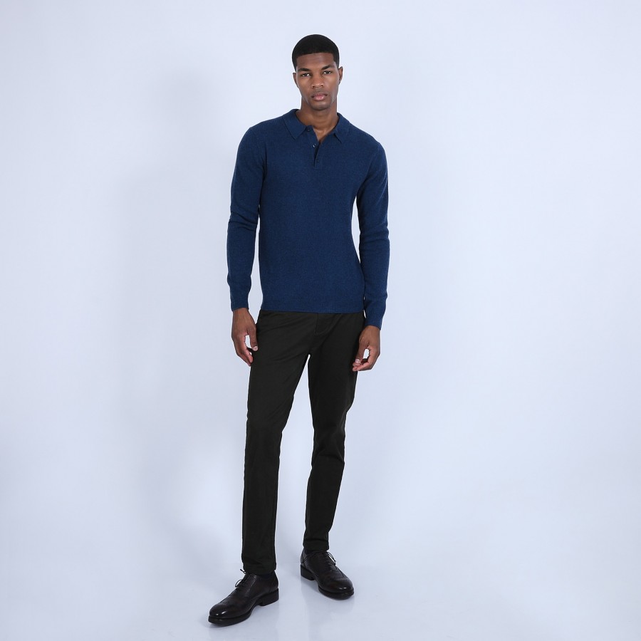Jumper with polo collar in cashmere - Emerson