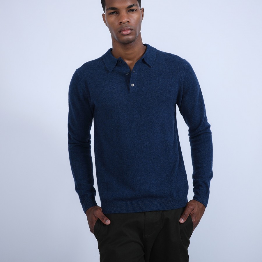 Jumper with polo collar in cashmere - Emerson