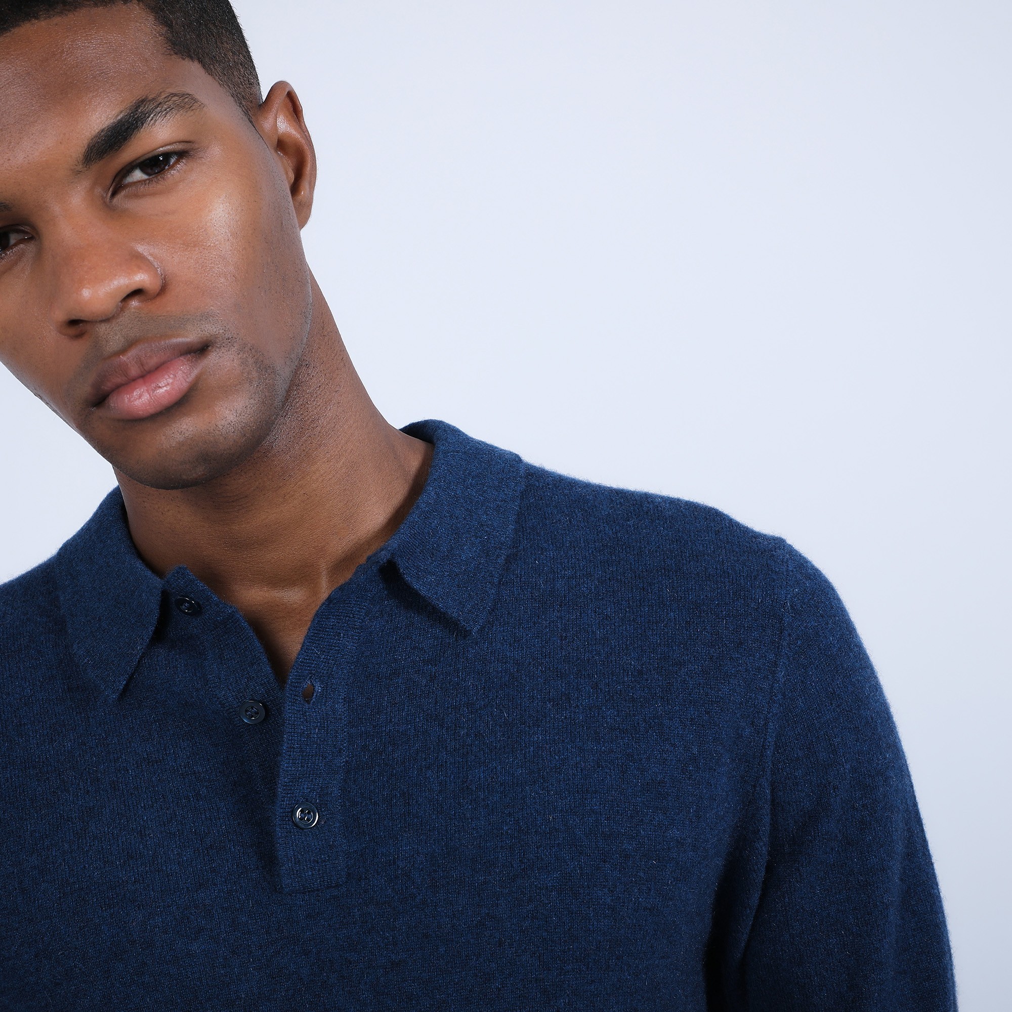 Pull col polo en cachemire - Billy 6641 crique - 03 Bleu foncé