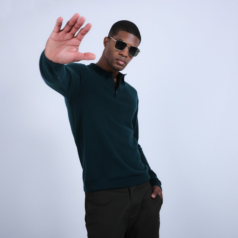 Suéter de cashmere com gola polo - Emerson
