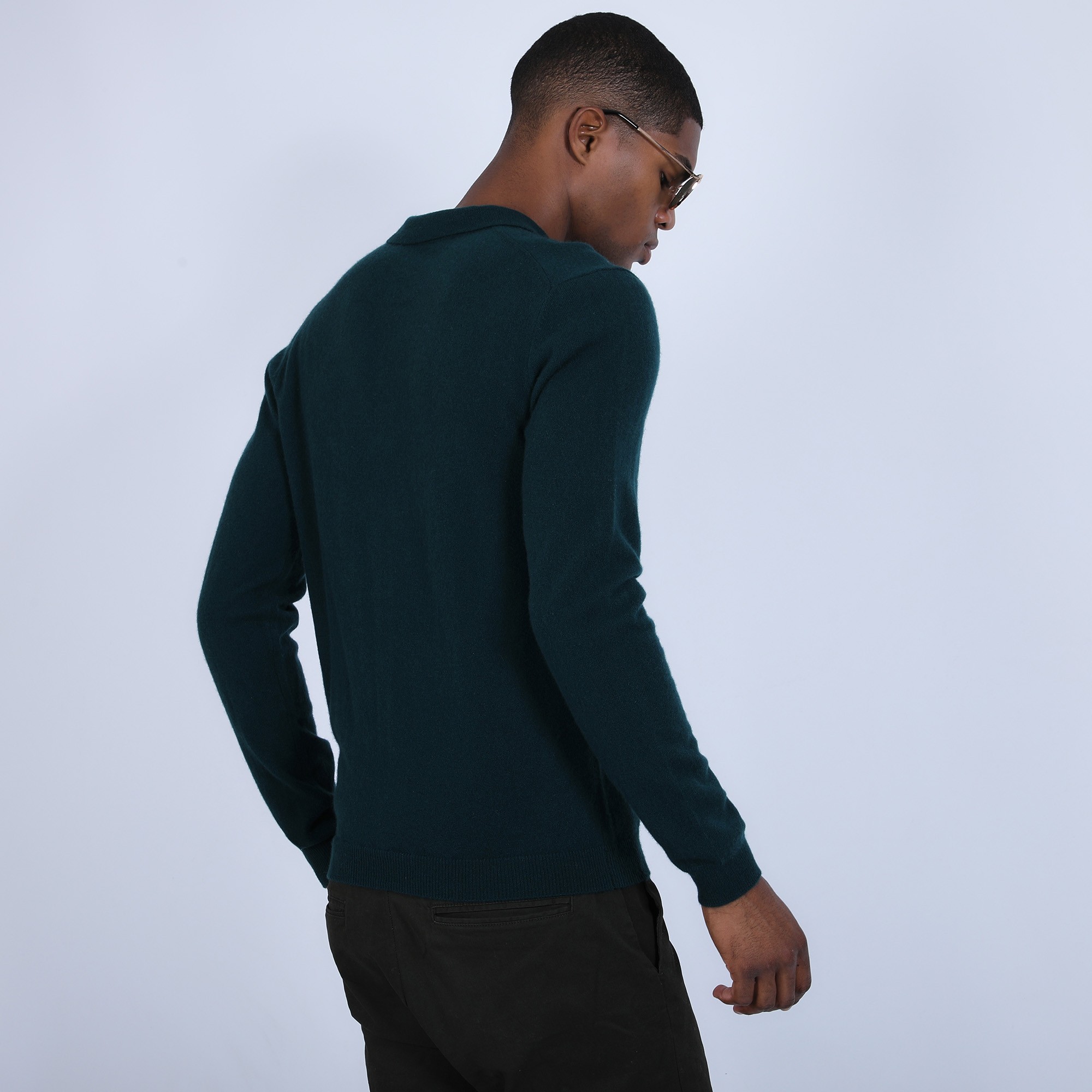 Pull col polo en cachemire - Billy 6642 emeraude - 21 Vert foncé
