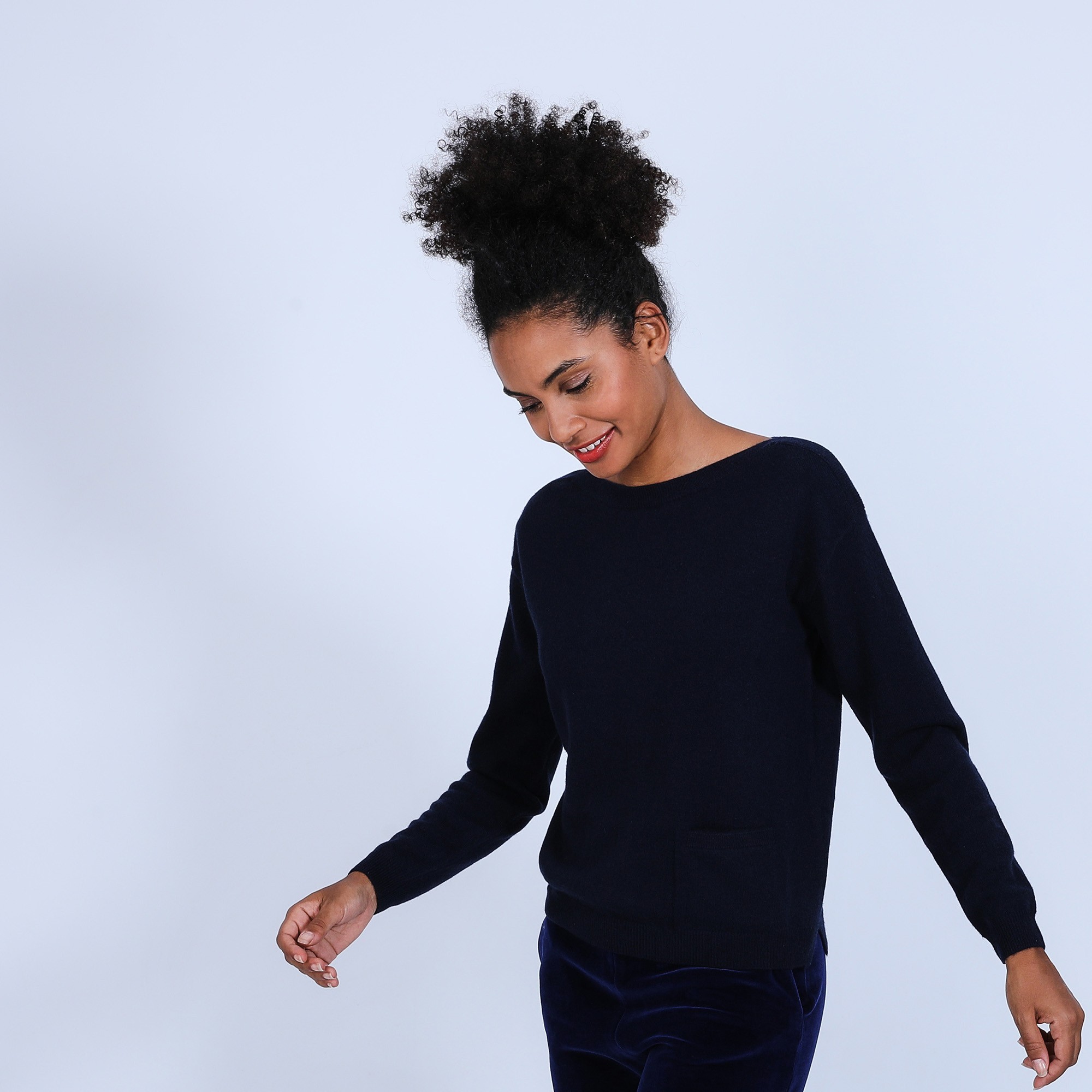 Pull col bateau en cachemire - Bal 6640 marine - 05 Bleu marine