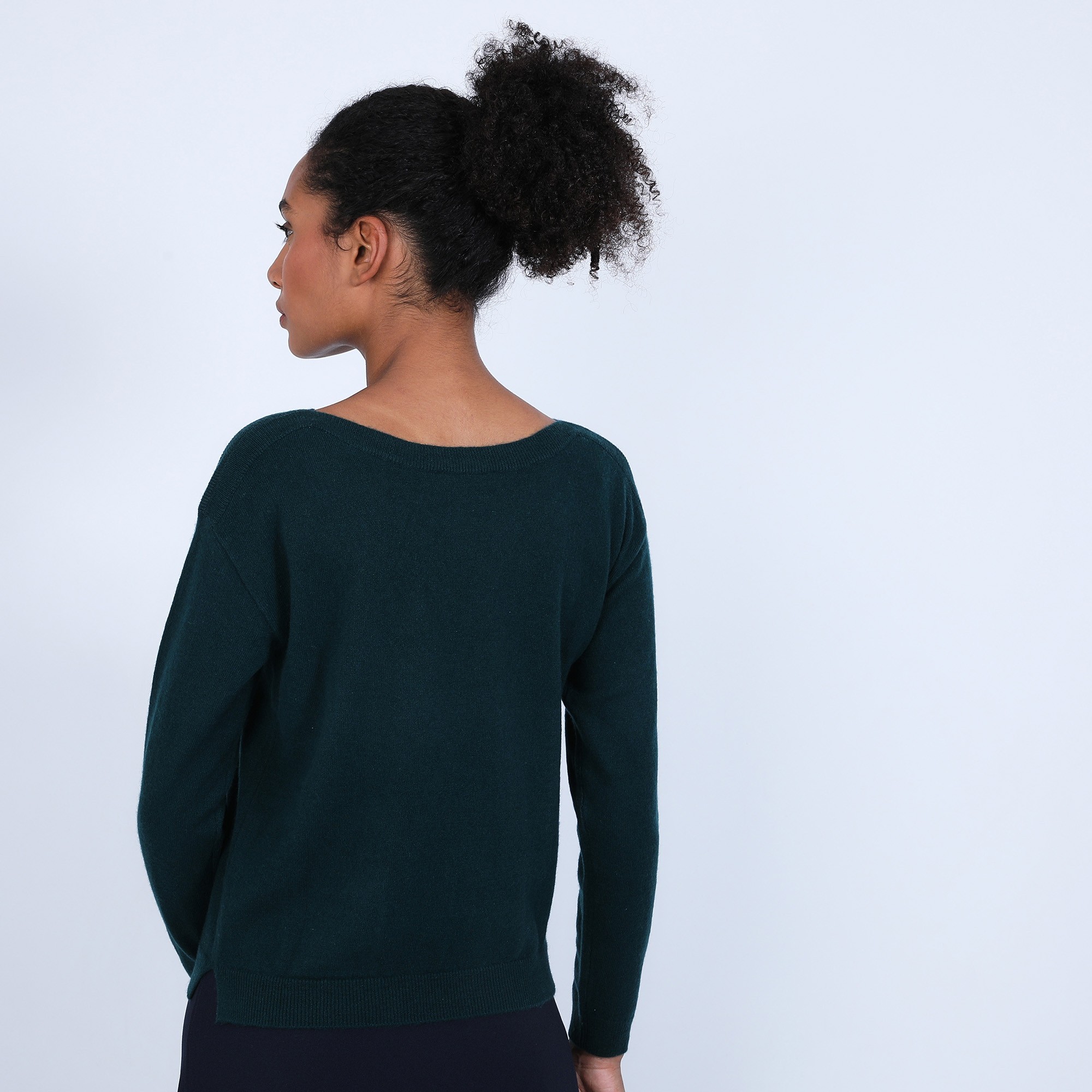 Pull col bateau en cachemire - Bal 6642 emeraude - 21 Vert foncé