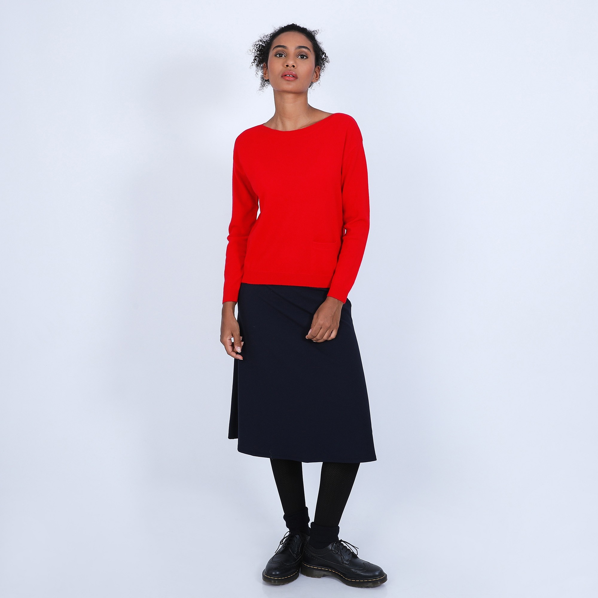 Pull col bateau en cachemire - Bal 6680 ecarlate - 52 Rouge