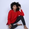 Pull en cachemire ample col V - Olyvia 6680 ecarlate - 52 Rouge