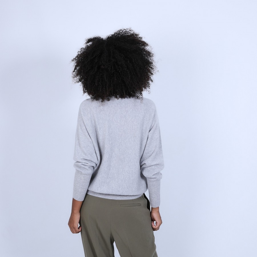 Suéter de cashmere com gola alta estilo Batwing - Bob