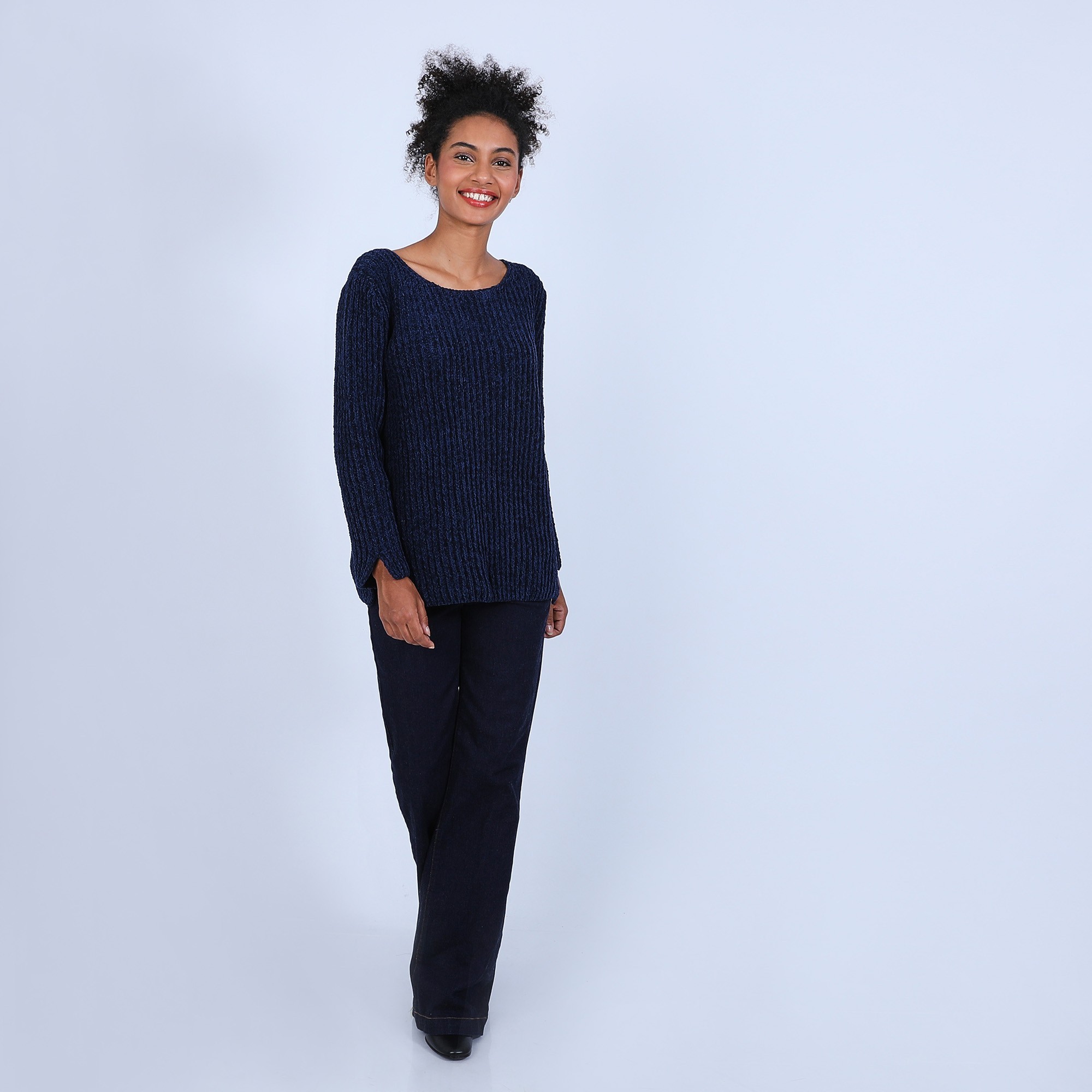 Pull avec fentes en soie et laine velours - Bonno