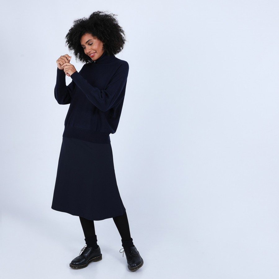 Suéter de cashmere com gola alta estilo Batwing - Bob