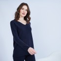 Pull col V en cachemire - Olga 6440 marine - 05 Bleu marine
