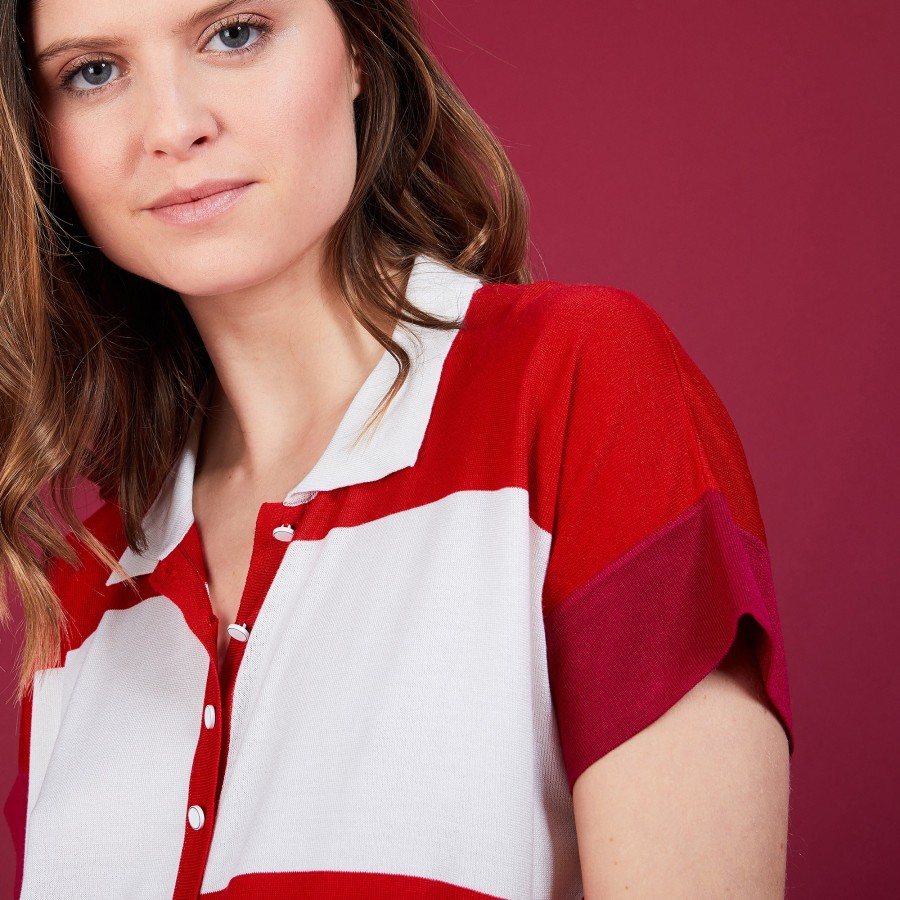 Tricolor natural silk blouse - Alyzée