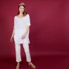 T-shirt long en lin flammé - Bil 6800 blanc - 02 Blanc