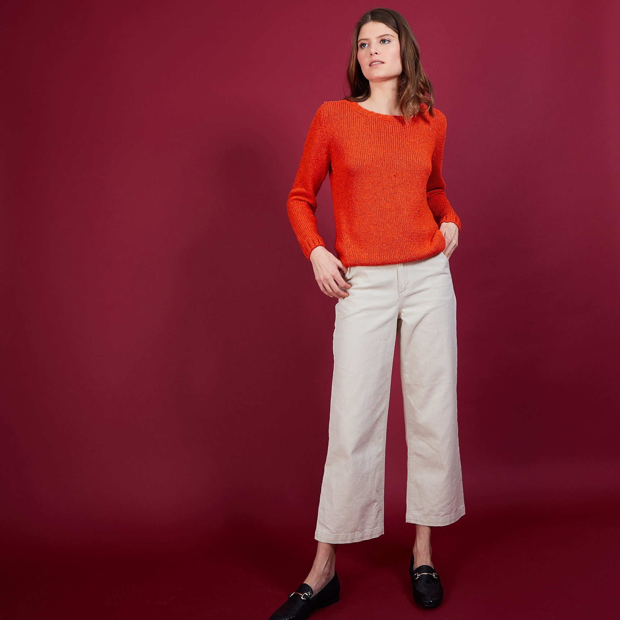 BENJI. PULL COL ROND LAINE ET COTON