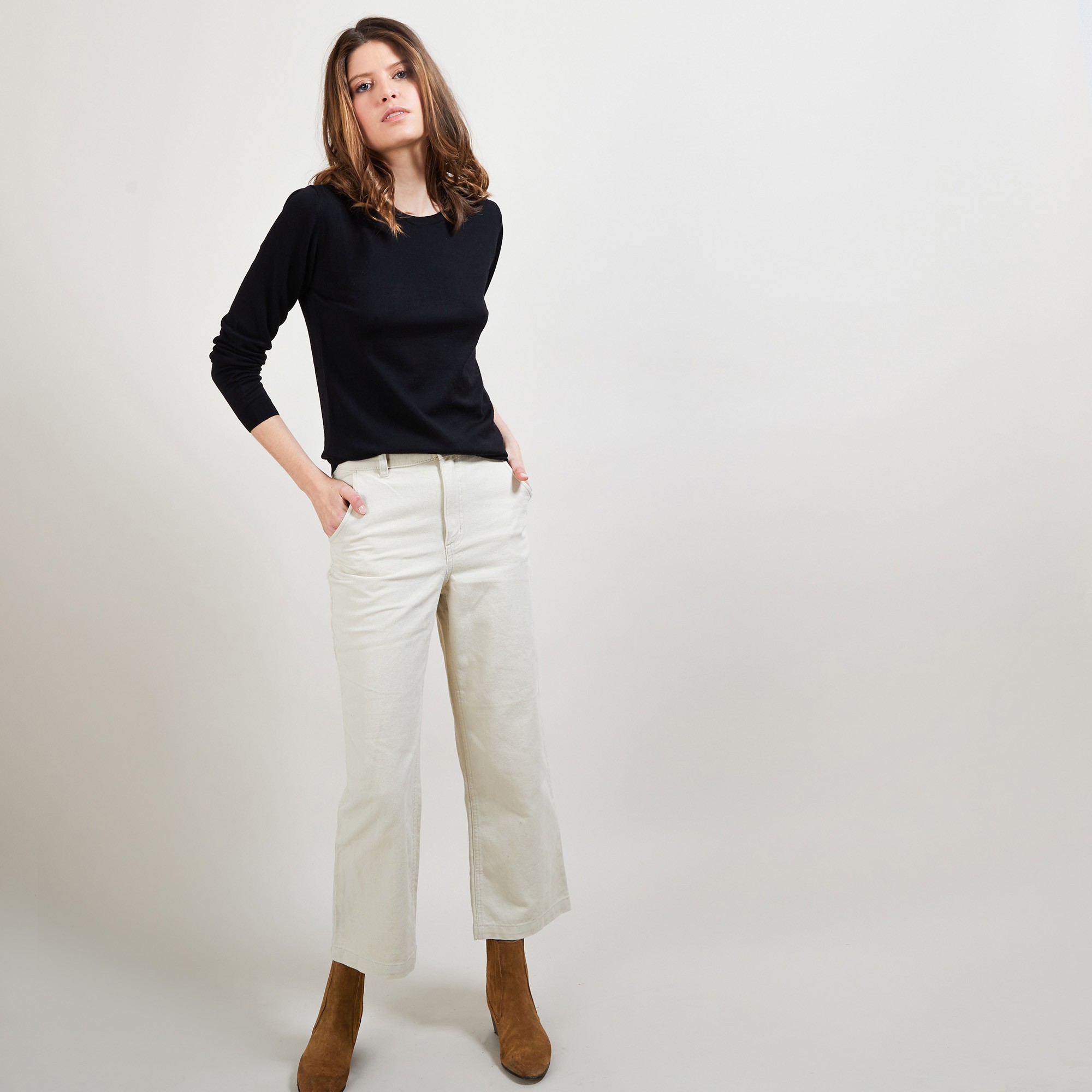 Pull col rond en Laine Mérinos - BALNEO