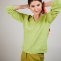 Pull col V en soie coton et laine - Blovis 6852 pollen - 90 Vert anis