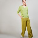 Pull col V en soie coton et laine - Blovis 6852 pollen - 90 Vert anis