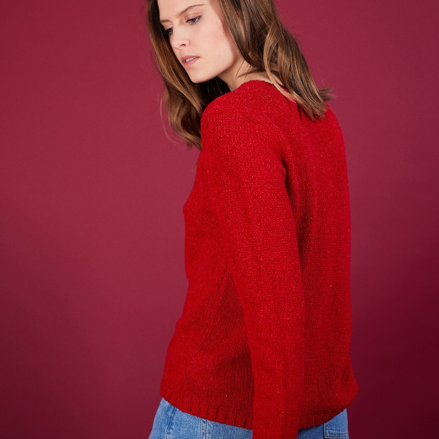 Cotton and wool silk V-neck sweater - Blovis