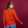 Pull col V en soie coton et laine - Blovis 6883 flamine - 15 Orange