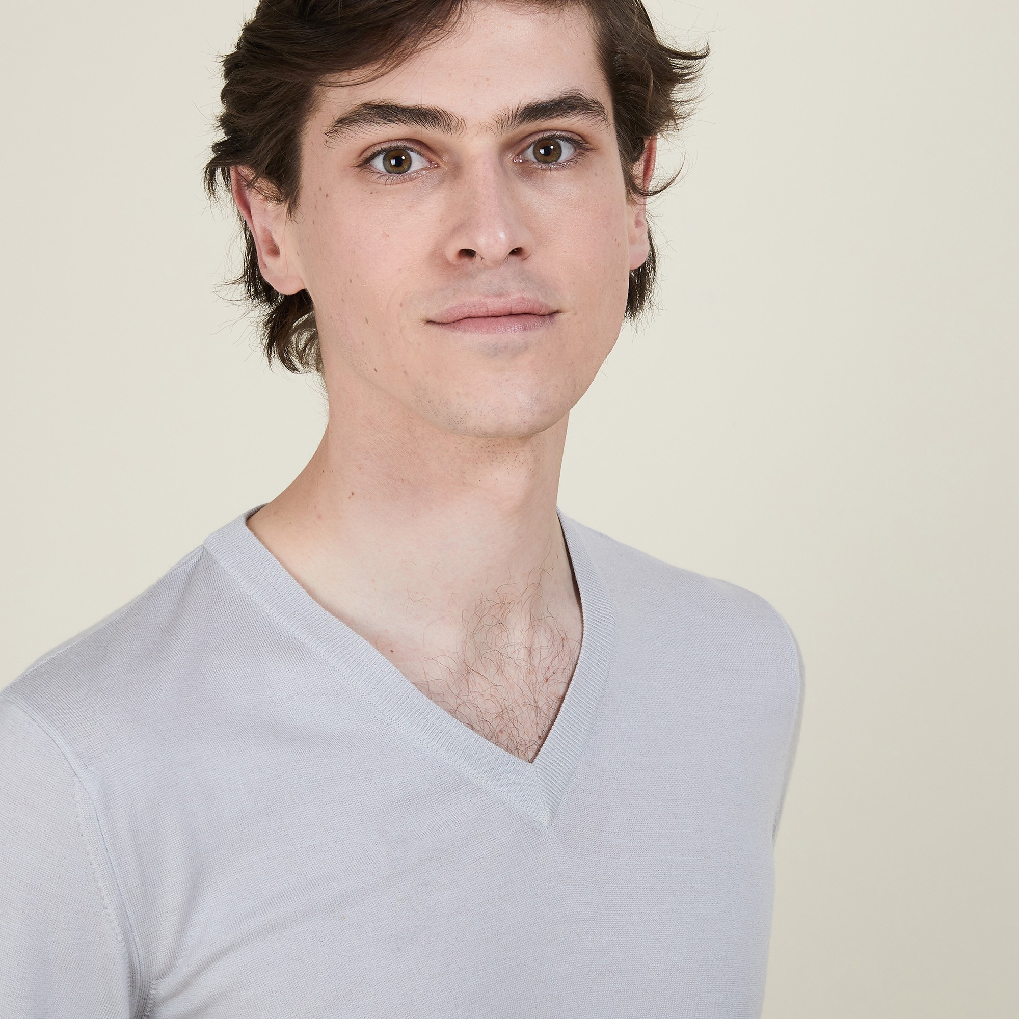 Pull col V en 100% laine mérinos - Badyss 6811 gris clair - 11 Gris clair