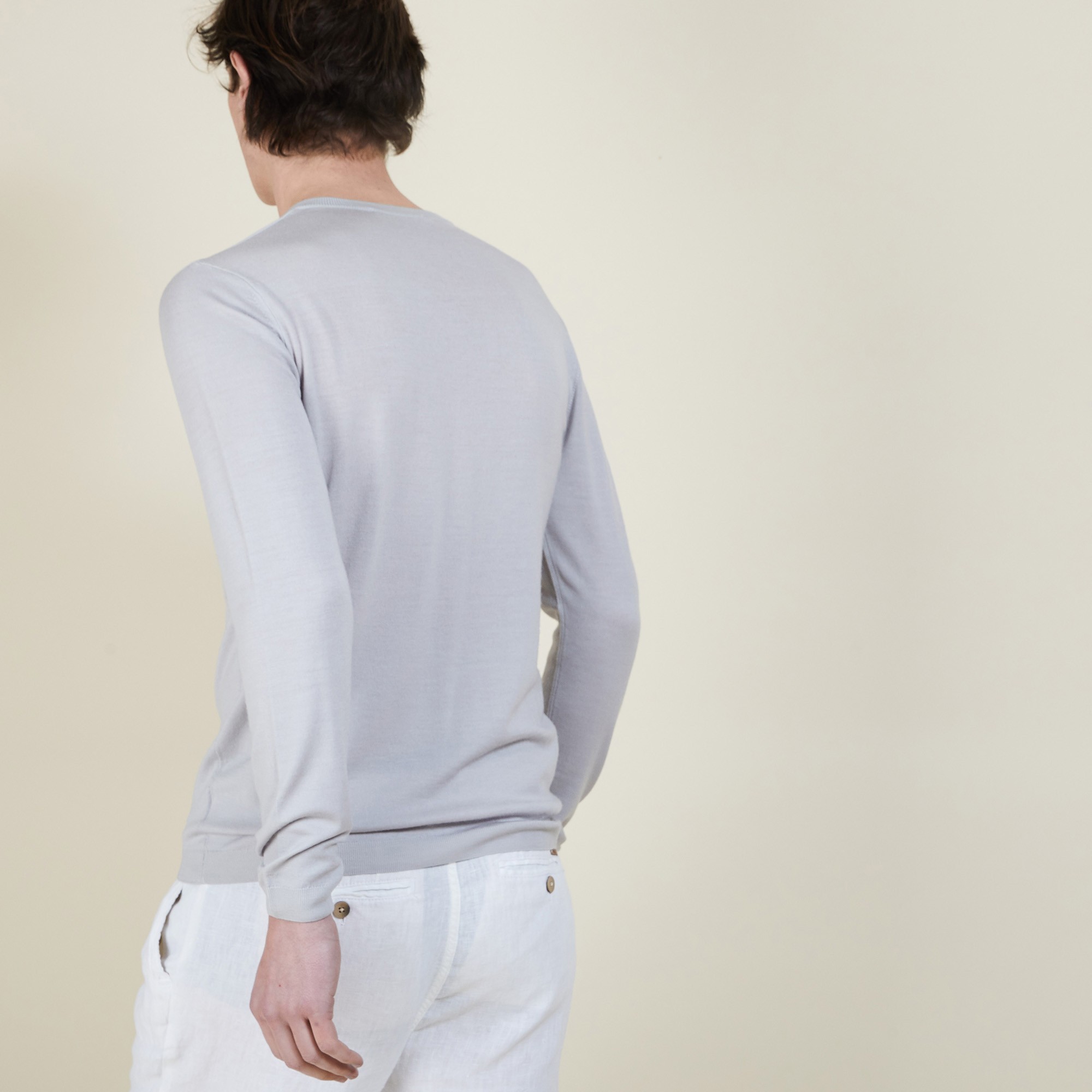 Pull col V en 100% laine mérinos - Badyss 6811 gris clair - 11 Gris clair